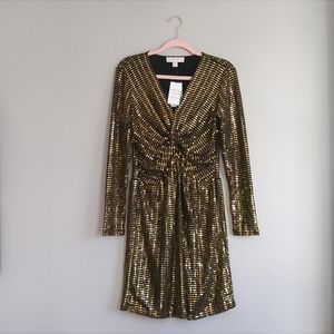 NWT Michael Kors Shimmer Sequin Long Sleeve Cocktail Dress